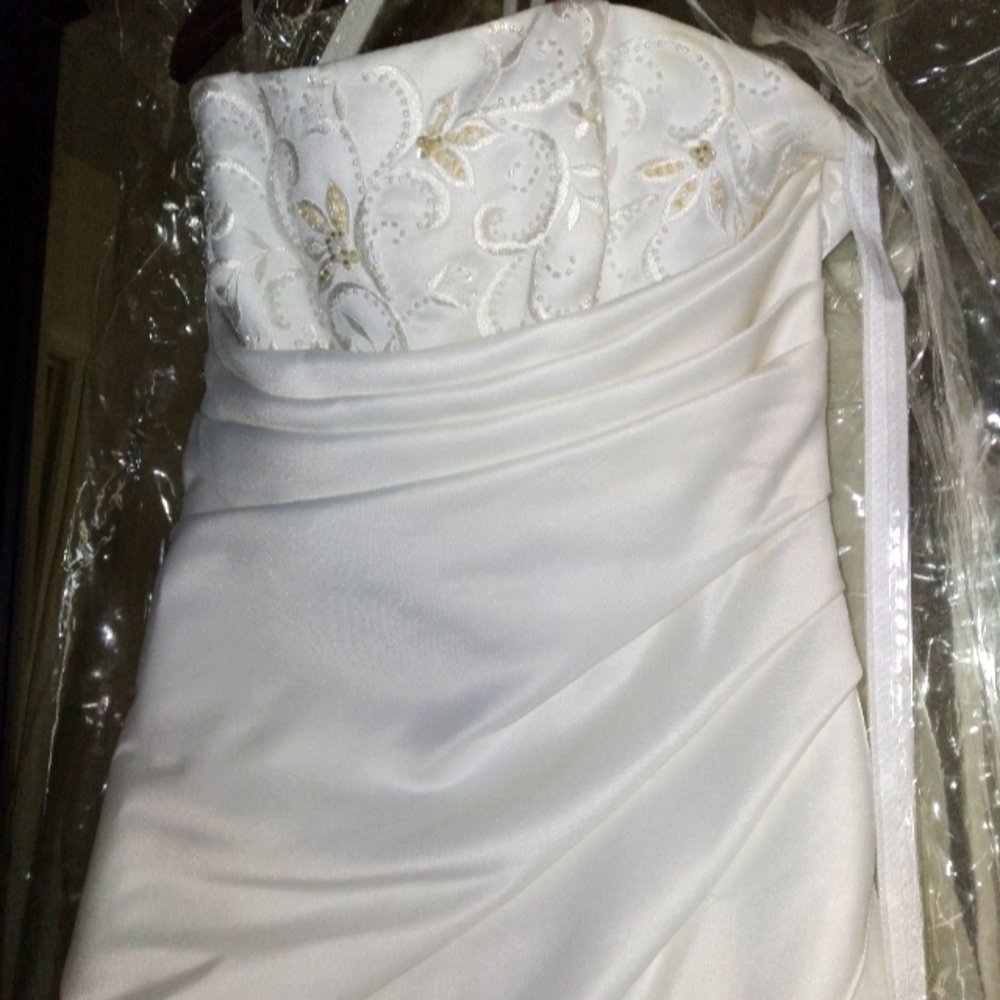 Size 4, white strapless wedding dress